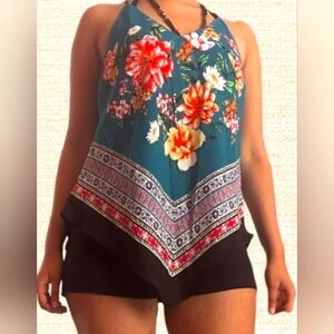 Iz Byer Red Asymmetrical Sleeveless Camisole